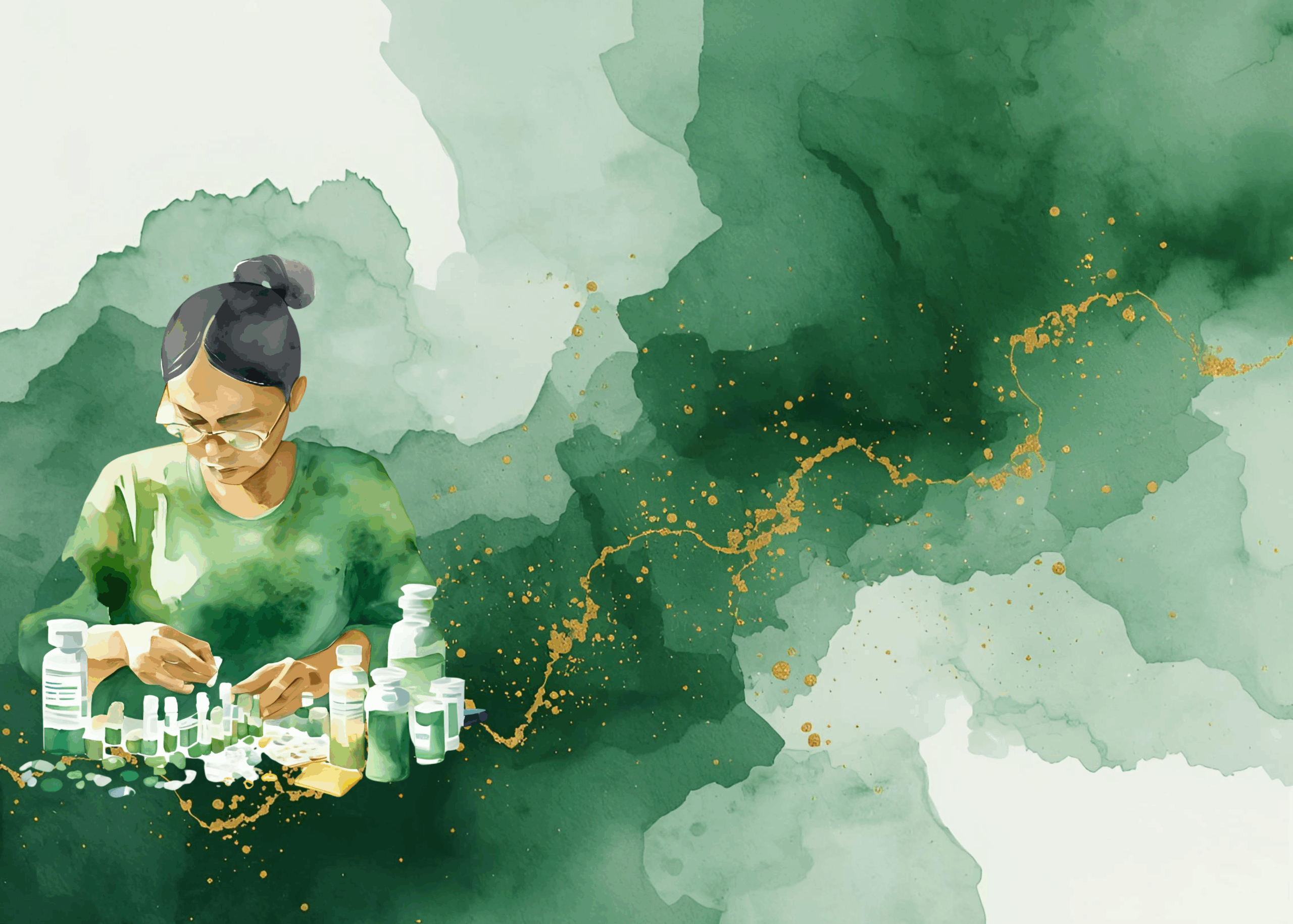 a woman sorting through her many medications, showcasing an example of the complex cases Dr. Rachel Dillinger enjoys working with as a psychiatrist